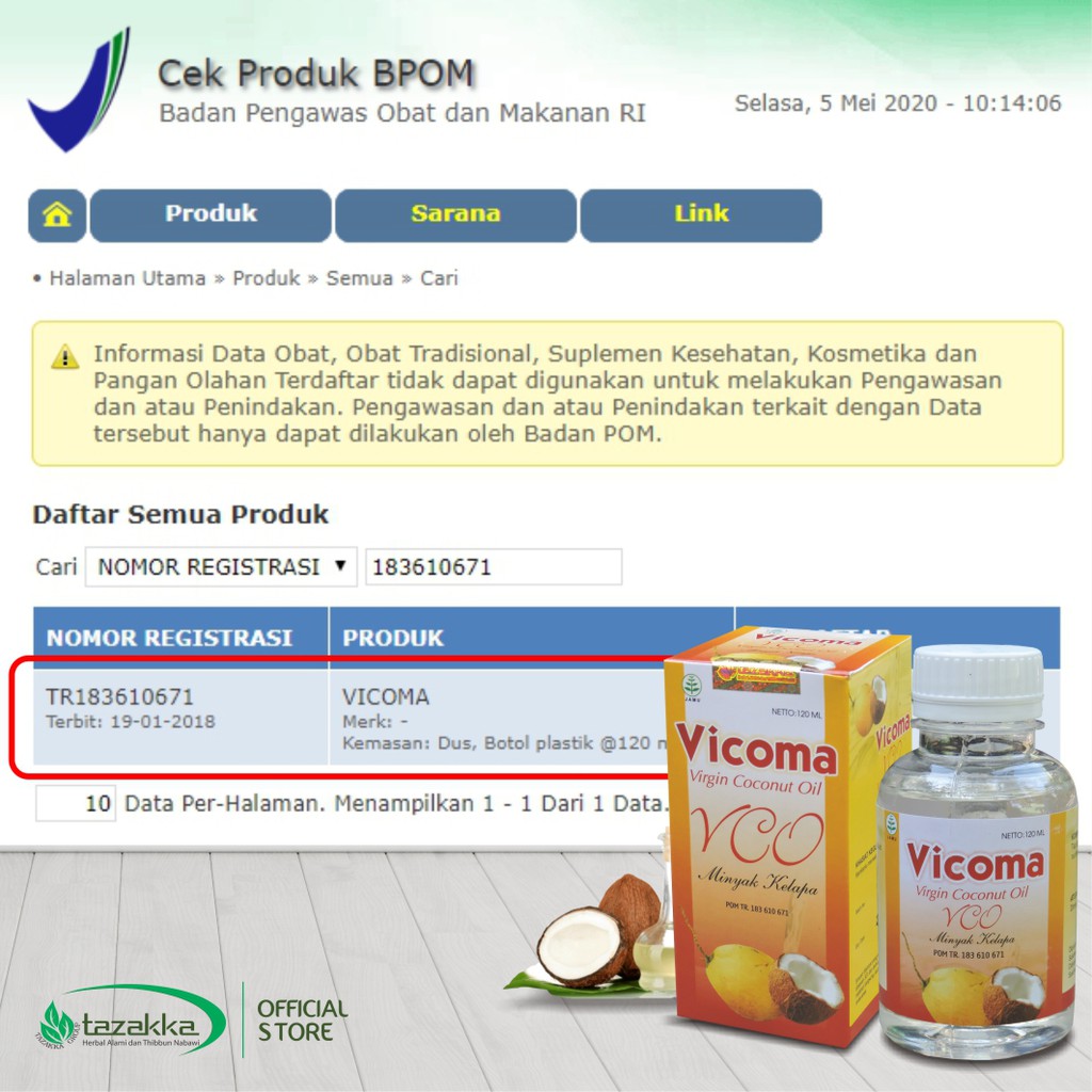 Vicoma VICOMA - VCO - Virgin Coconut Oil 120 Ml - Minyak Kelapa Asli Murni Original - Tazakka