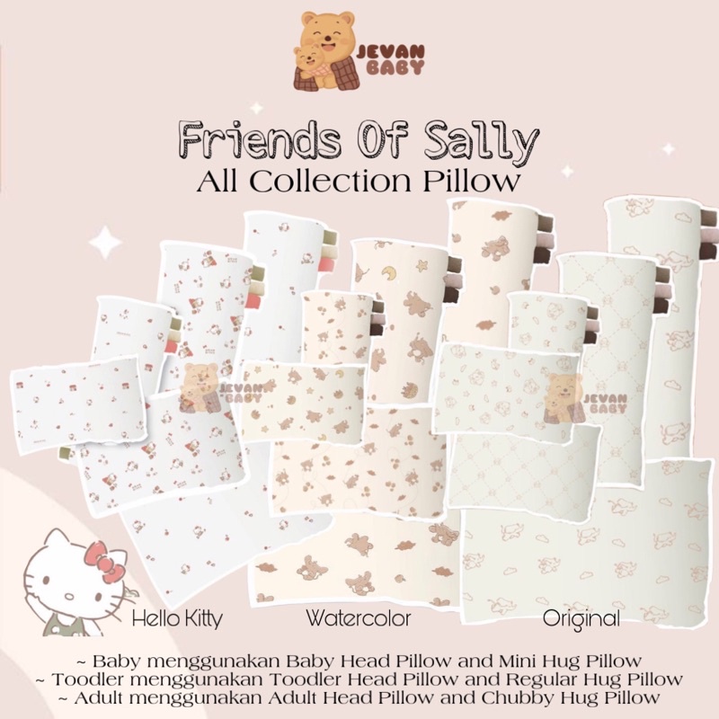 Friends of Sally Original / Watercolor / Hello Kitty Collection Baby Head / Toodler Pillow / Mini Hug / Regular Hug / Chubby Hug