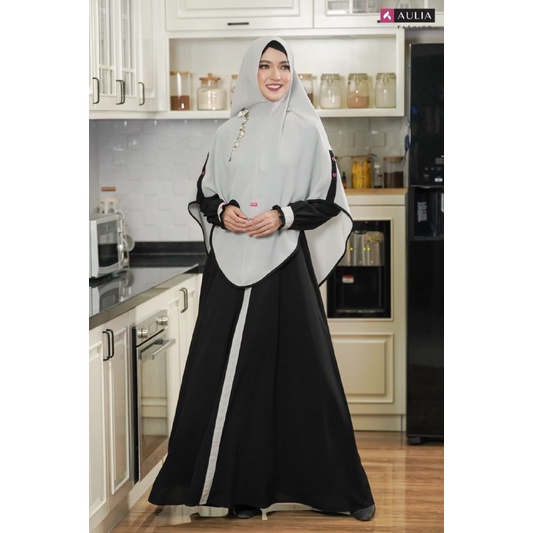 GAMIS AULIA ALEANDRA BLACK SILVER AULIA FASHION - SULTAN AULIA RESELLER AGEN SET HITAM SYARI- GAMIS 