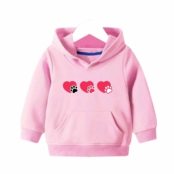 Hoodie Steps Hearts Dog Anak Fleece Pakaian Anak