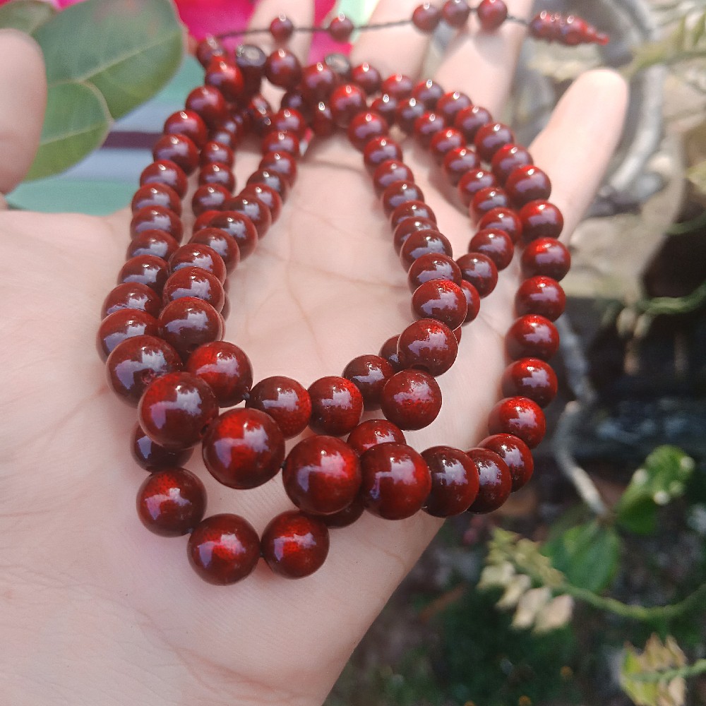 TASBIH MERAH ANTIK CANTIK ASLI AKAR BAHAR LAUT TALI ARUS 8 MM