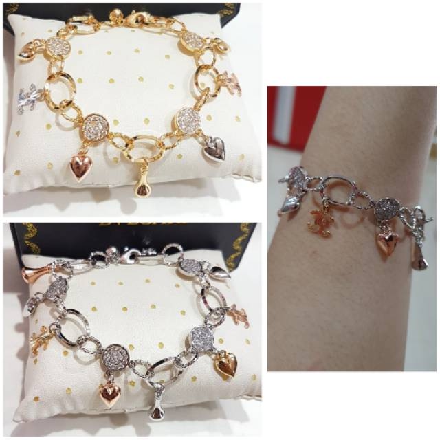 Gelang Premium Lapis emas anti karat anti alergi Bracelet Premium Quality Silver gold  PM01