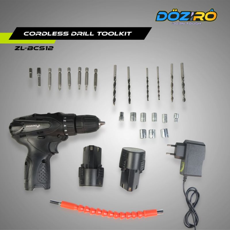 Cordless Drill tool kit 12V / cordless bor baterai 12V