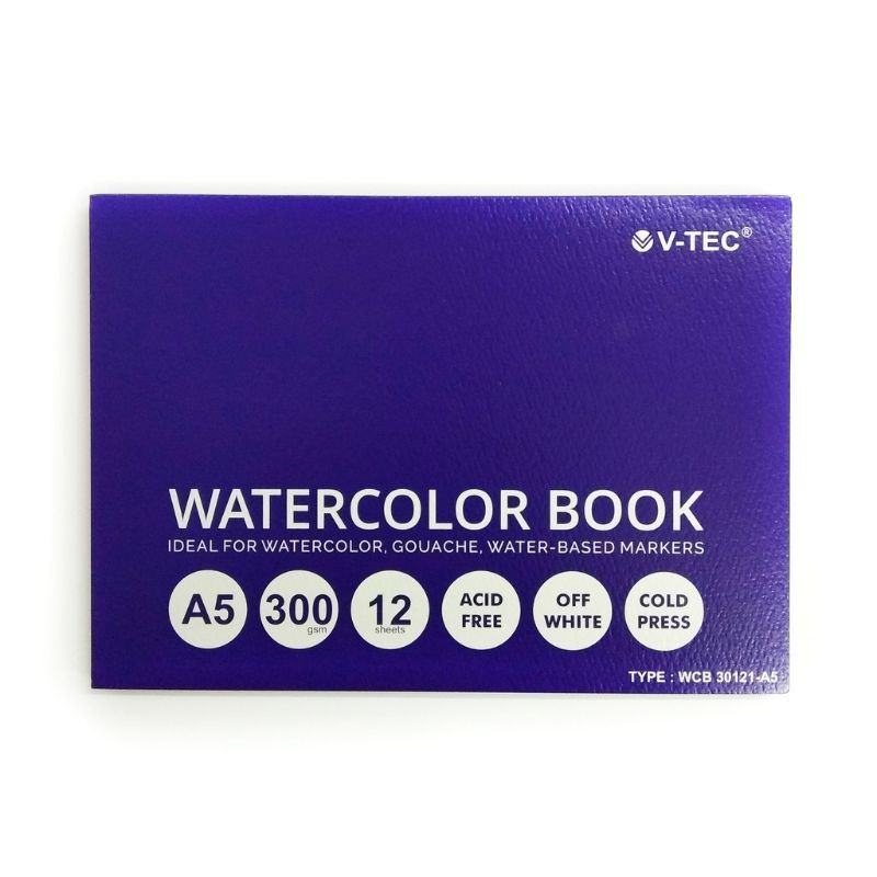 

Kertas Watercolor Book Pad A5 300 GSM Cold Press V-Tec WCB 30121