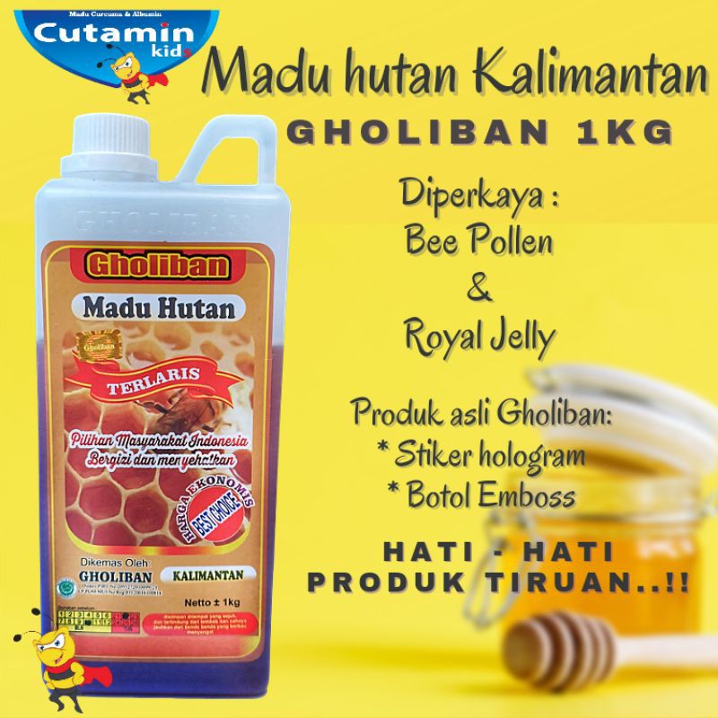 (COD) MADU HUTAN KALIMANTAN GHOLIBAN 1KG ORIGINAL ( BOTOL EMBOS ) FREE PACKING DUS