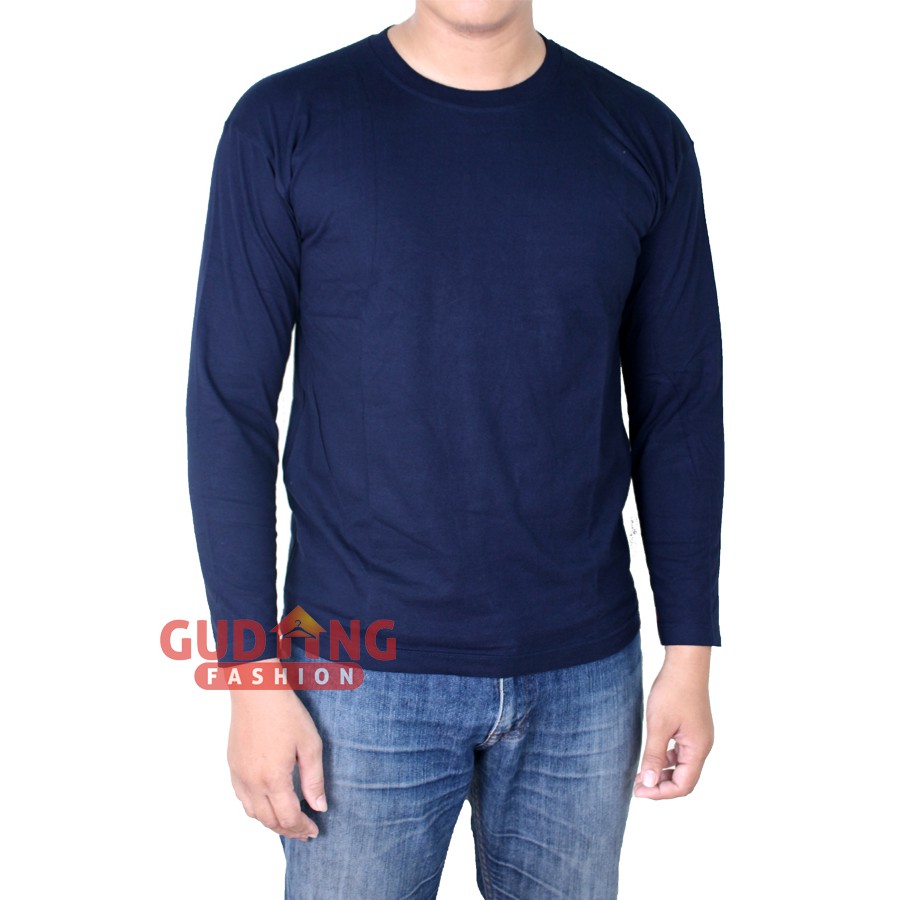 Atasan Kasual Tshirt Polos Panjang Pria PLS 185