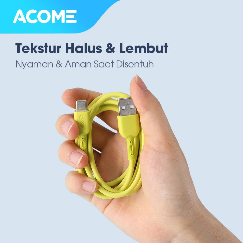 ACOME Kabel Fast Charging 100cm Varian Warna-Warni Trendy AEM-010 AEC-010 AEL-010 Garansi 1 Tahun