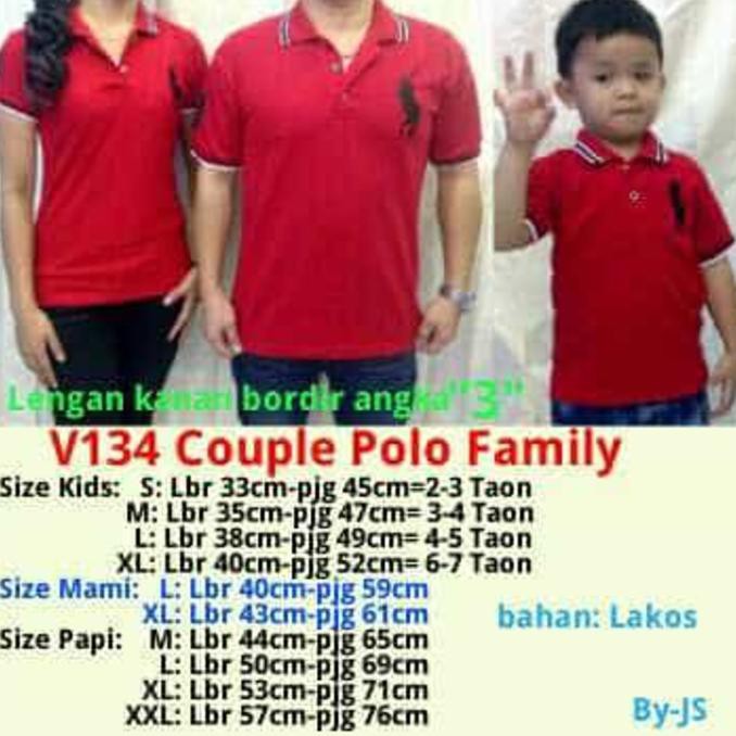 YUK BELI COUPLE PASANGAN BAJU KAOS POLO FAMILY AYAH IBU ANAK MOM AND KIDS MERAH KEKINIAN