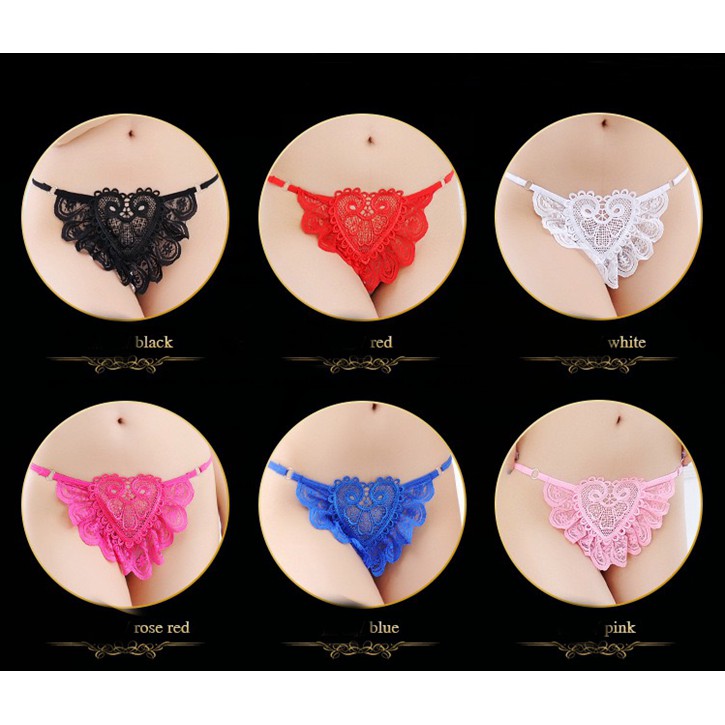 Celana Dalam Wanita Mutiara G String Lace Hati Low Waist Thong Murah Lingerie Sexy C200