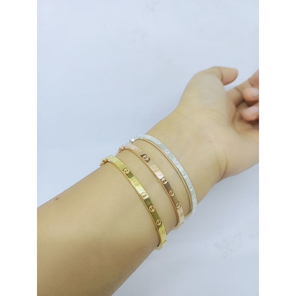 GELANG BANGLE CART*R POLOS /GELANG PERAK ASLI SILVER 925 LAPIS EMAS/ GELANG GASHION WANITA TERBARU