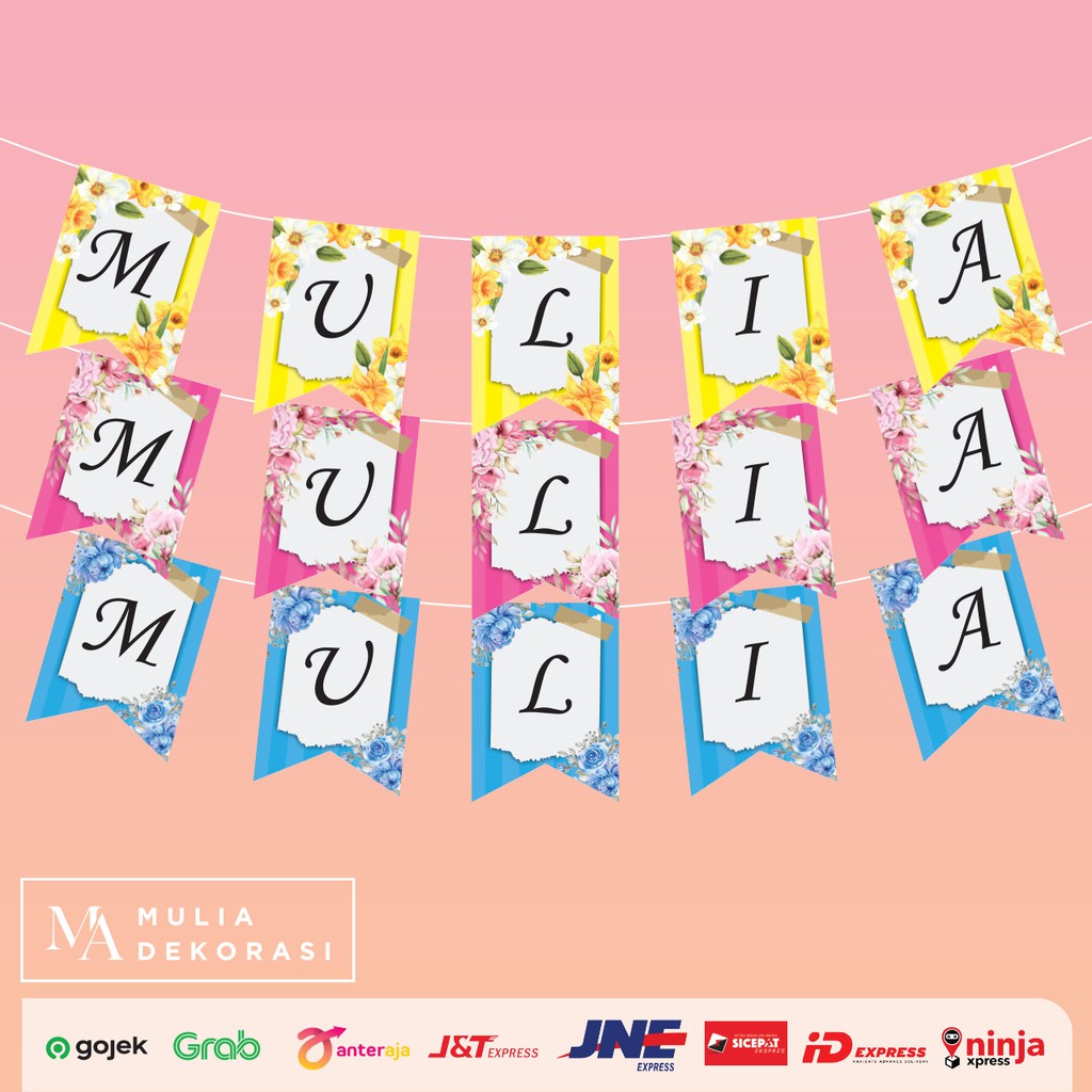 Custom Banner Polkadot Stripe Maks 9 Huruf Karton Ulang Tahun Syukuran Aqiqah Khitan 4 7 Bulanan