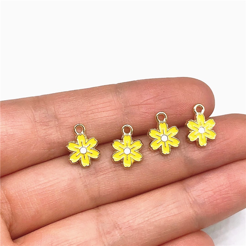 4pcs Liontin Enamel Bentuk Bunga Untuk Gelang Anting Charms