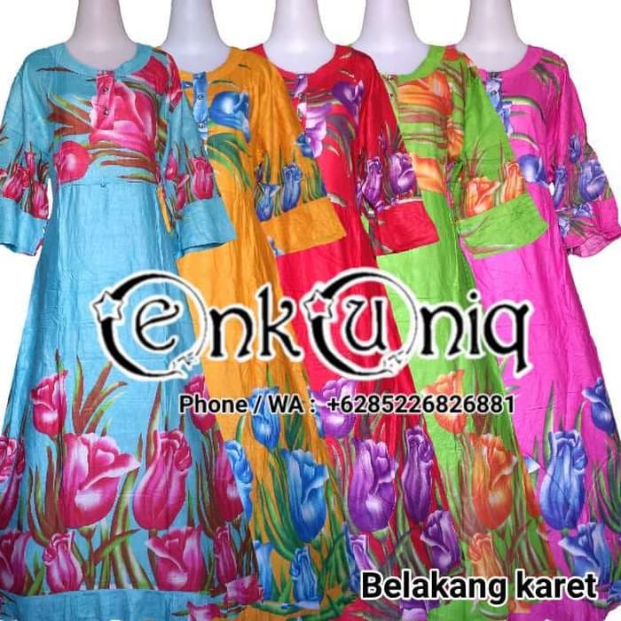 Dress Maura Batik Pekalongan / Dress Maura Pelangi / Dress Muslim - Hijau muda