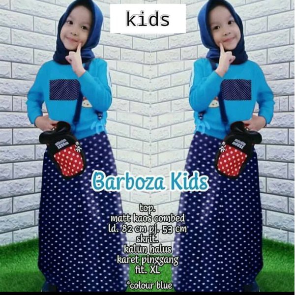Baju Gamis Muslim Anak Cewe Barboza Kids set atasan dan rok