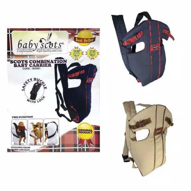 GENDONGAN BAYI DEPAN POLOS-SCOTS COMBINATION BABY CARRIER ISG001-GENDONGAN RANSEL MULTIFUNGSI