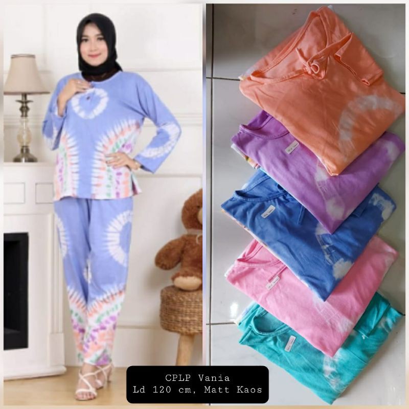 Piyama Tiedye Jumbo Ld 120 cm Bahan Kaos Combed