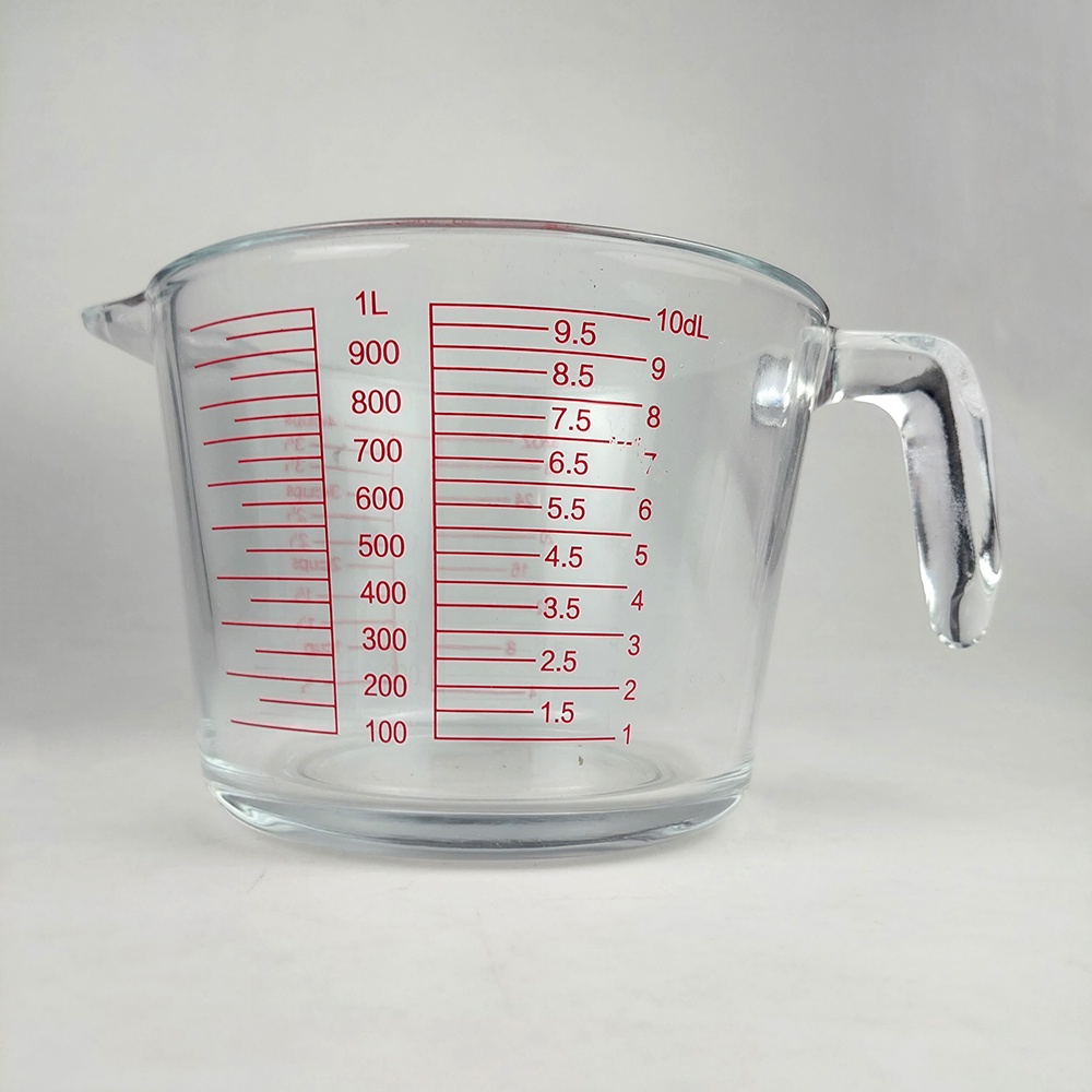 Gelas Ukur Takaran 1000ml Microwave Heating Glass- Transparan /  Gelas Takar / Gelas Ukur / Gelas Takar 1000ml / Gelas Ukur 1000ml / Gelas Ukur Kaca / Gelas Takar Kaca