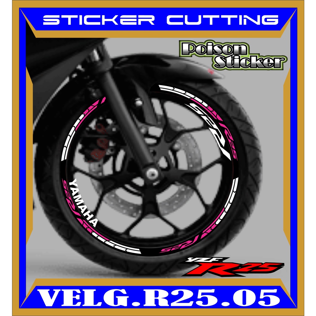 CUTTING STICKER VELG R25- STIKER LIS LIST VARIASI BAN/VELG YAMAHA R25 CODE 05