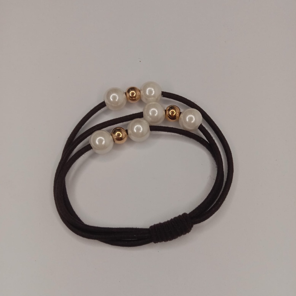 INDOMINI KARET IKAT RAMBUT KARAKTER FASHION WANITA KOREA AKSESORIS JEPIT GULUNG KUCIR MURAH R128-MUTIARA COKLAT