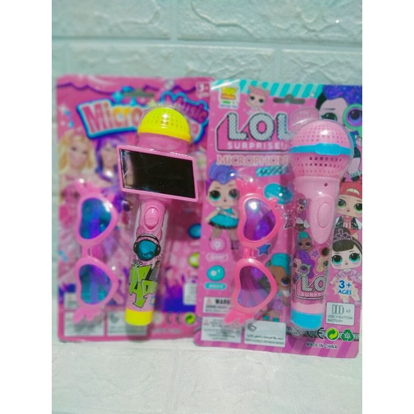 Microphone Mainan Anak Perempuan, Mic dan Kacamata set Batrai,Mainan Karaoke Anak,, microphone musik
