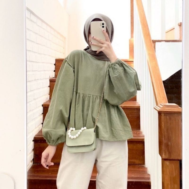 1KG MUAT 5PCS | ALINA BLOUSE LINEN SHIRT TOP CASUAL HITS OOTD SELEBGRAM FASHION GROSIR WANITA