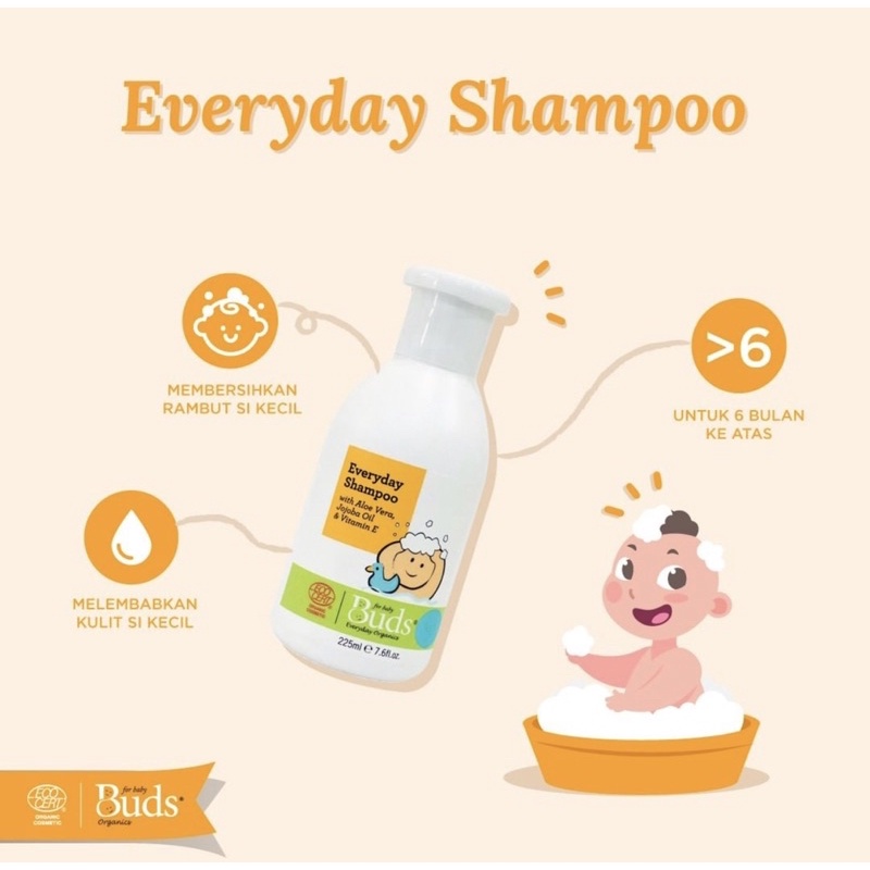 Buds Everyday Shampoo/Shampoo bayi organic/Buds organics