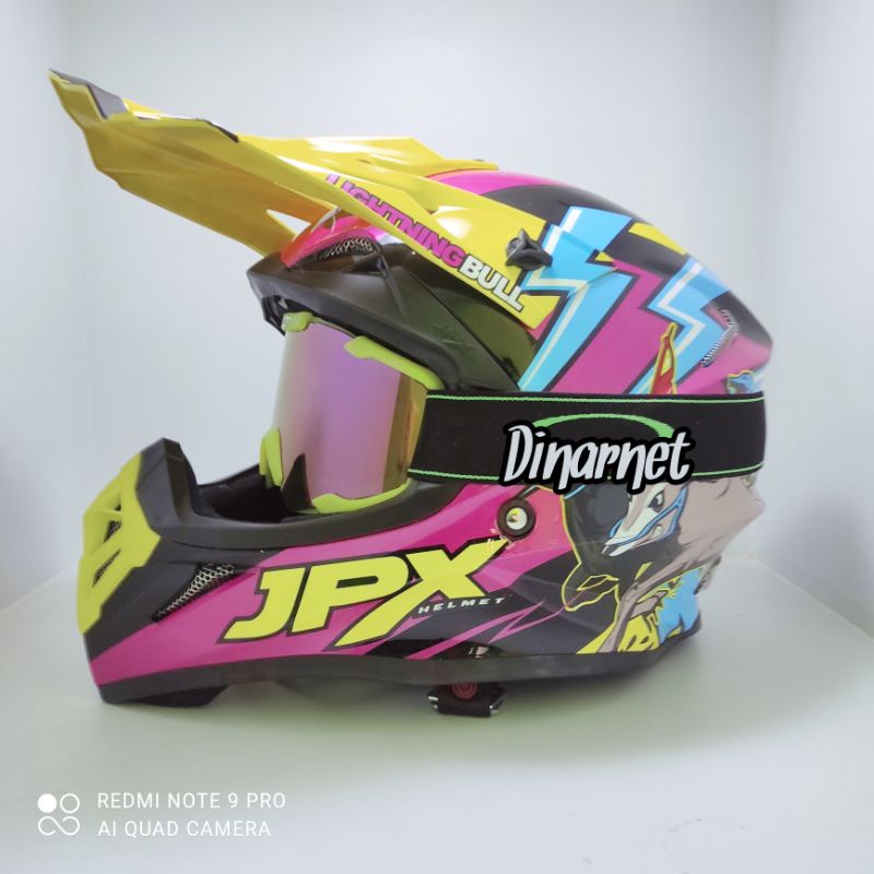 Helm Cross Jpx Fox1 Full Face Trail Trabas Supermoto Klx X18 Domba White Putih