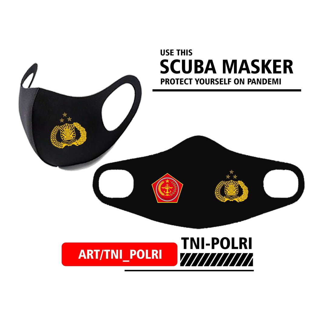 MASKER TNI POLRI PREMIUM TERLARIS  / MASKER HITAM / MASKER WARNA HITAM