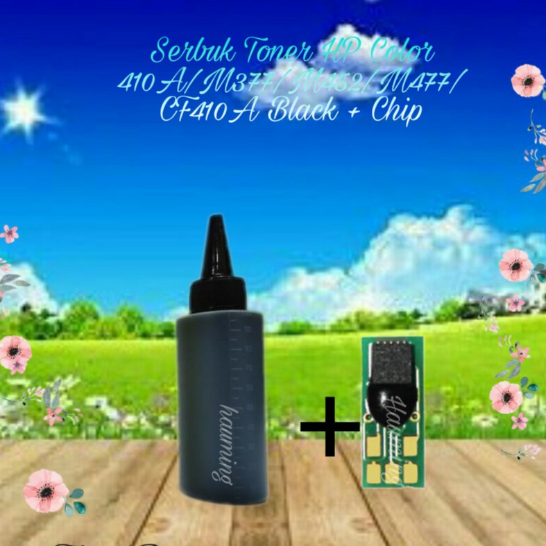 Serbuk Toner HP 410A Pro M377 M452 M477 M377dw M452dw M452nw M477fdw M477fnw CF410A Black + Chip