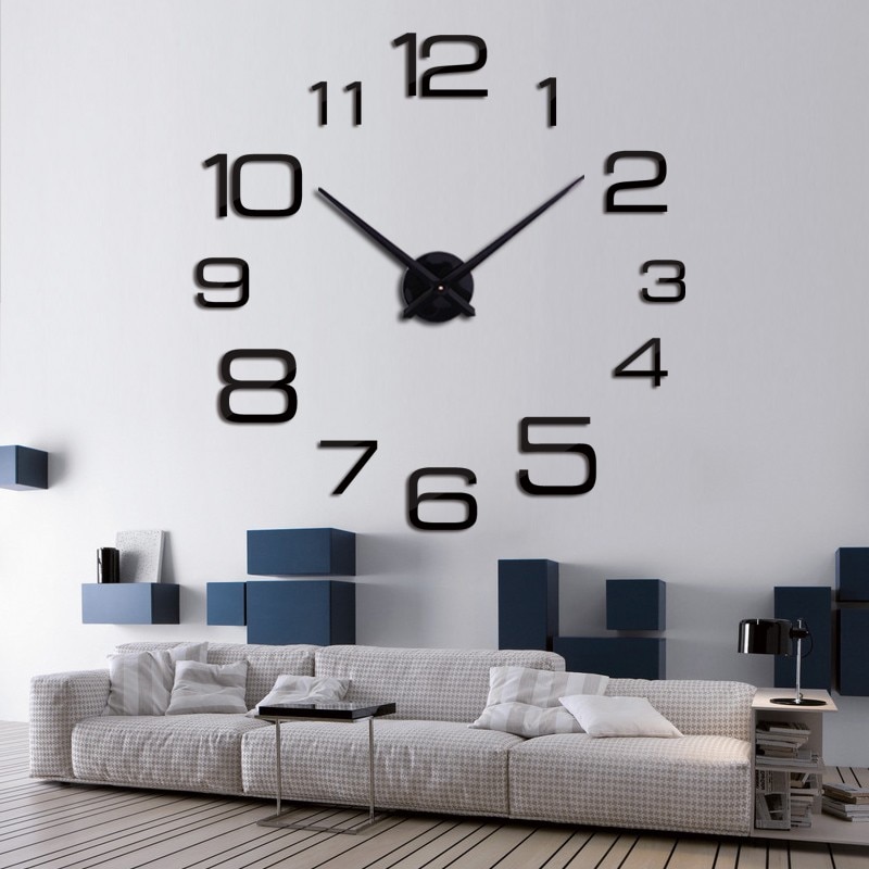 Jam Dinding Besar DIY Giant Wall Clock Quartz DIY 108 Numberic HITAM