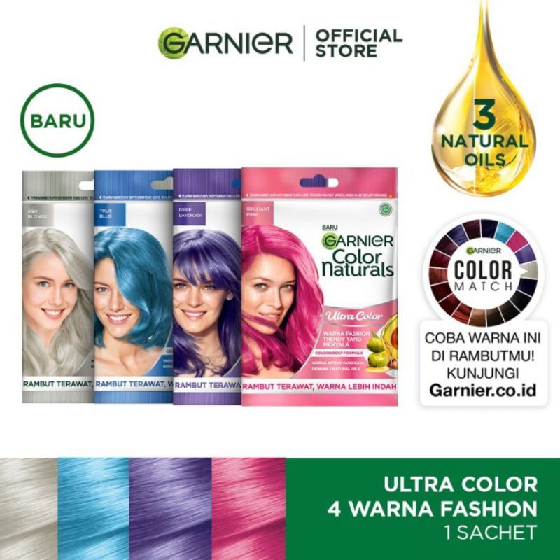 Garnier Color Naturals Ultra Color Pastel Series |Ash Blonde| Brilliant Pink| True Blue| Deep Lavender