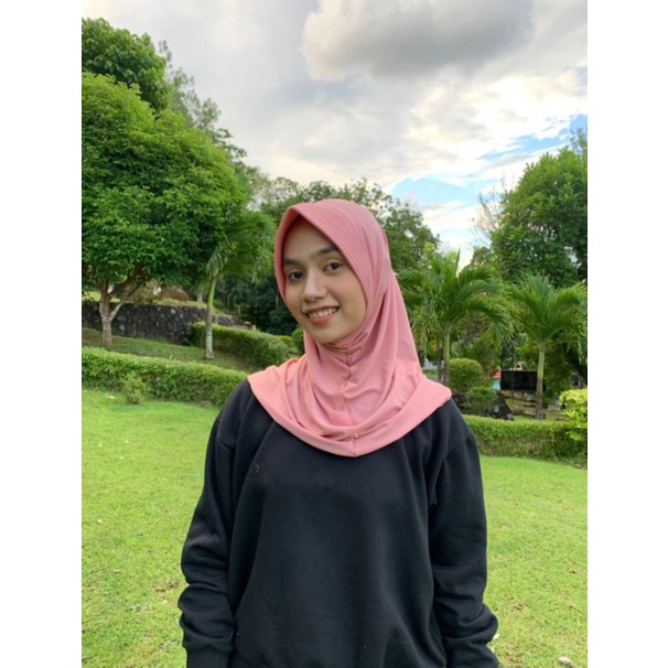 JILBAB SPORT - Hijab Sporty / Hijab Instant / Hijab Sporty Olah Raga Spandek Bergo Polos-Salem pastel