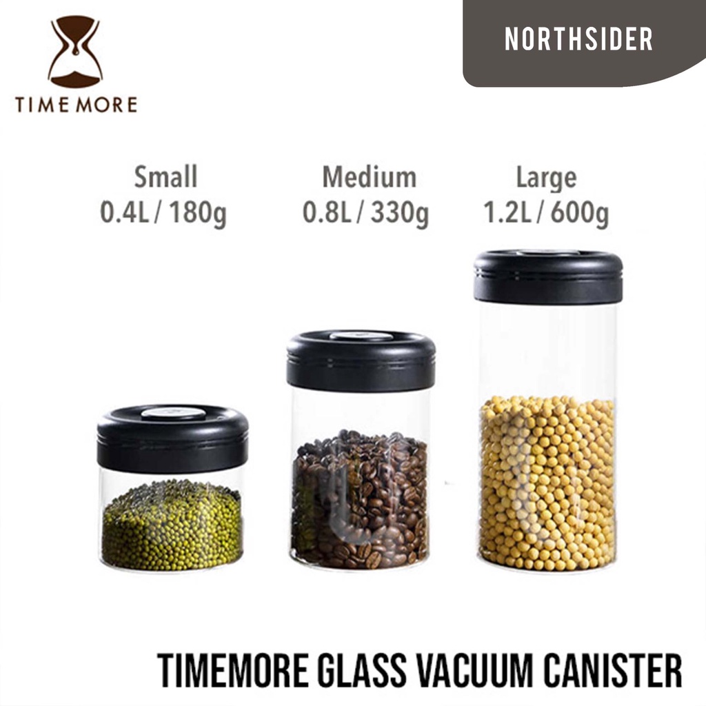 TIMEMORE VACUUM GLASS COFFEE STORAGE CANISTER TOPLES KOPI MULTI FUNGSI