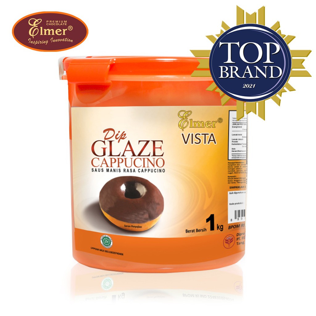 

Elmer Dip Glaze Cappucino Vista 1 kg | Topping Donat | Selai Roti