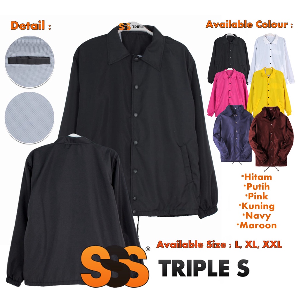 COACH JAKET JACKET DESPO SKIT POLOS (TIDAK SABLON) WATERPROOF JAKET PARASUT PREMIUM KEREN UNISEX