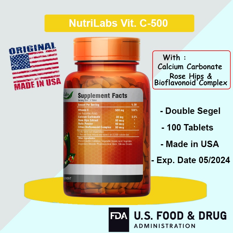 NutriLabs Vitamin C-500 C-1000 MG with Rose Hips &amp; Bioflavonoid Complex Not Puritan Kirkland NOW