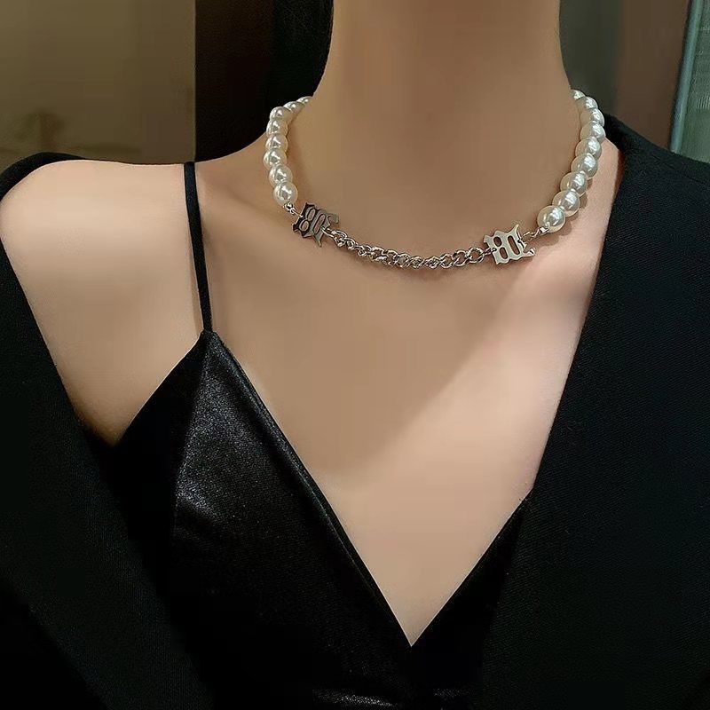 Kalung Dan Gelang Rantai Mutiara Warna Silver Untuk Wanita