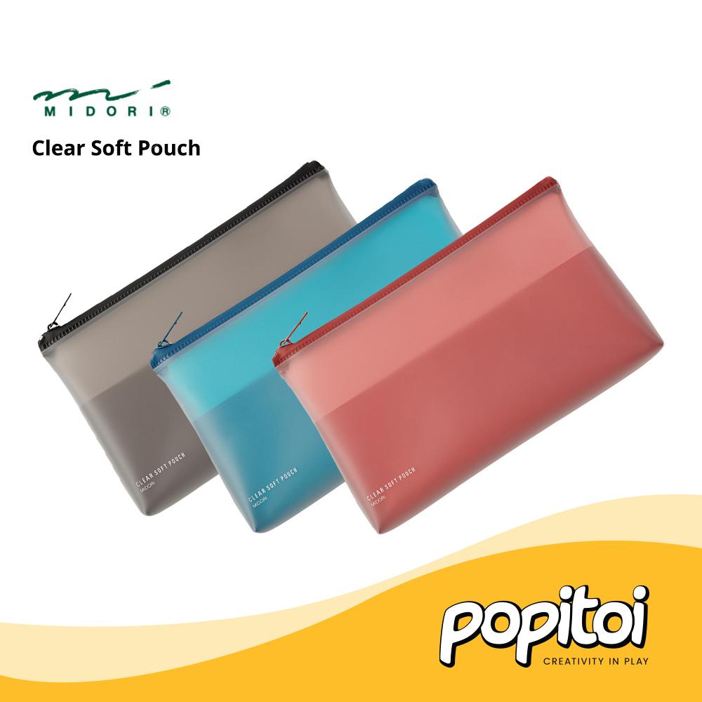 

MIDORI Clear Soft Pencil Pouch Tempat Kotak Pensil PVC Pen Case TPU
