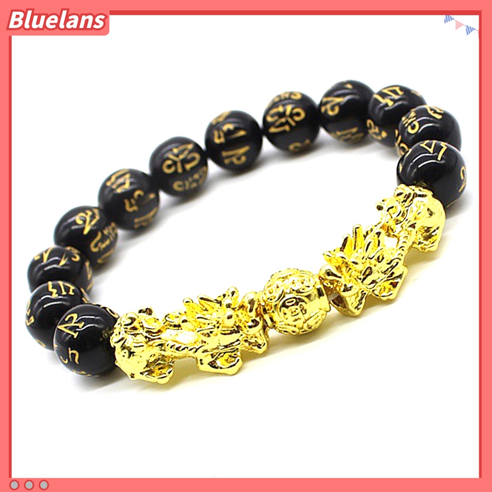 Bluelans Feng Shui Amulet Bracelet Pi Xiu Charm Mantra Bead Lucky Wealthy Bangle Gift