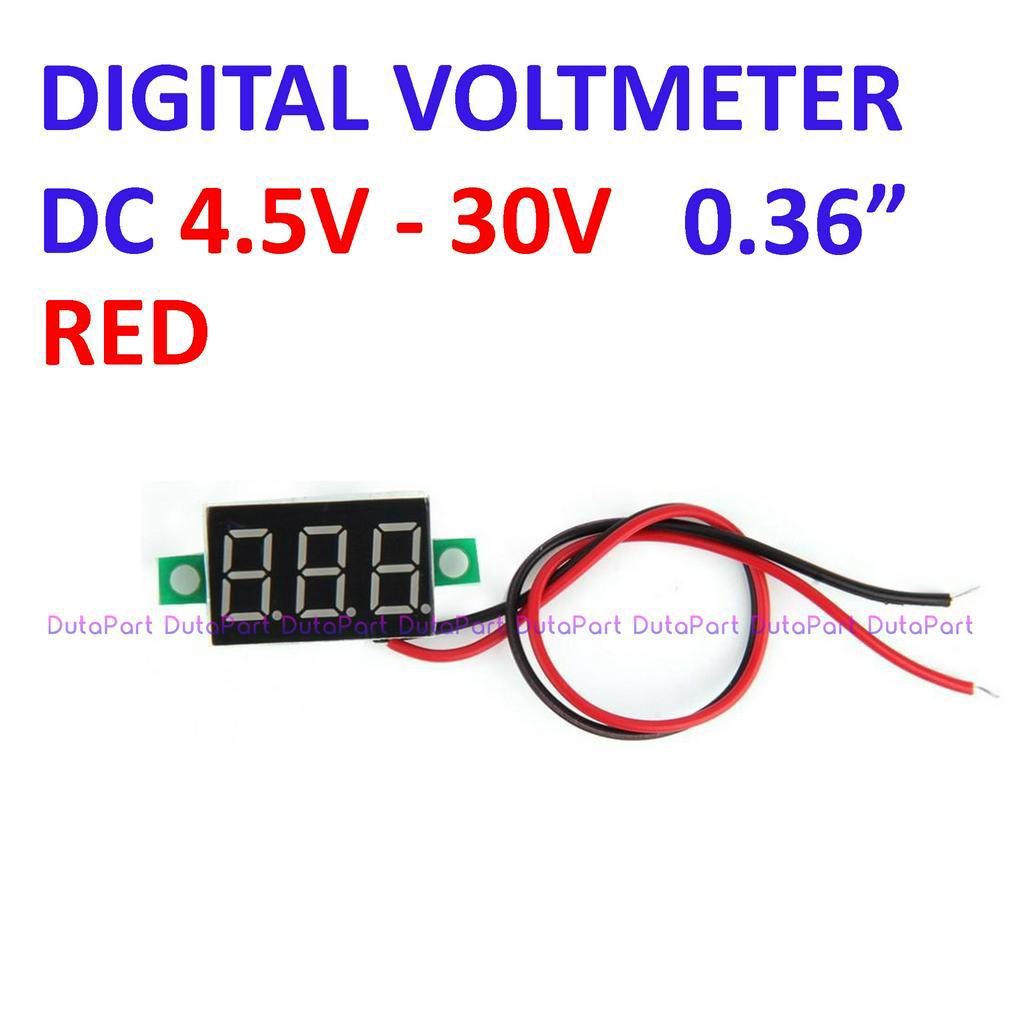 Digital Voltmeter DC 4.5V-30V 0.36&quot; Merah 2Wire Tanpa Frame Volt Meter