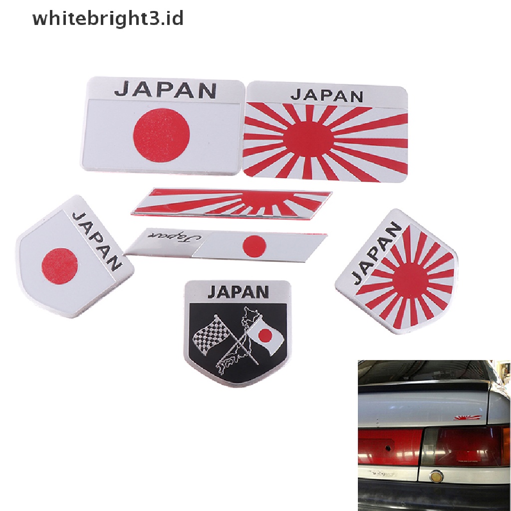 (whitebright3.id) 1pc Stiker emblem logo Bendera Jepang Bahan alloy Untuk Dekorasi Mobil / Motor