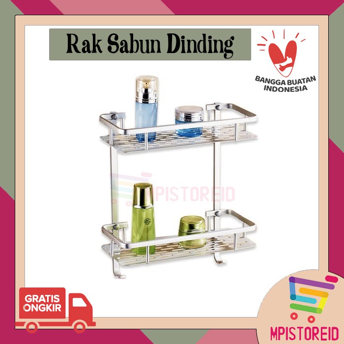 Rak Sabun Dinding Alumunium / Rak Sudut Sabun Toilet Kamar Mandi WC Dinding Alumunium 2 Susun 30CM m