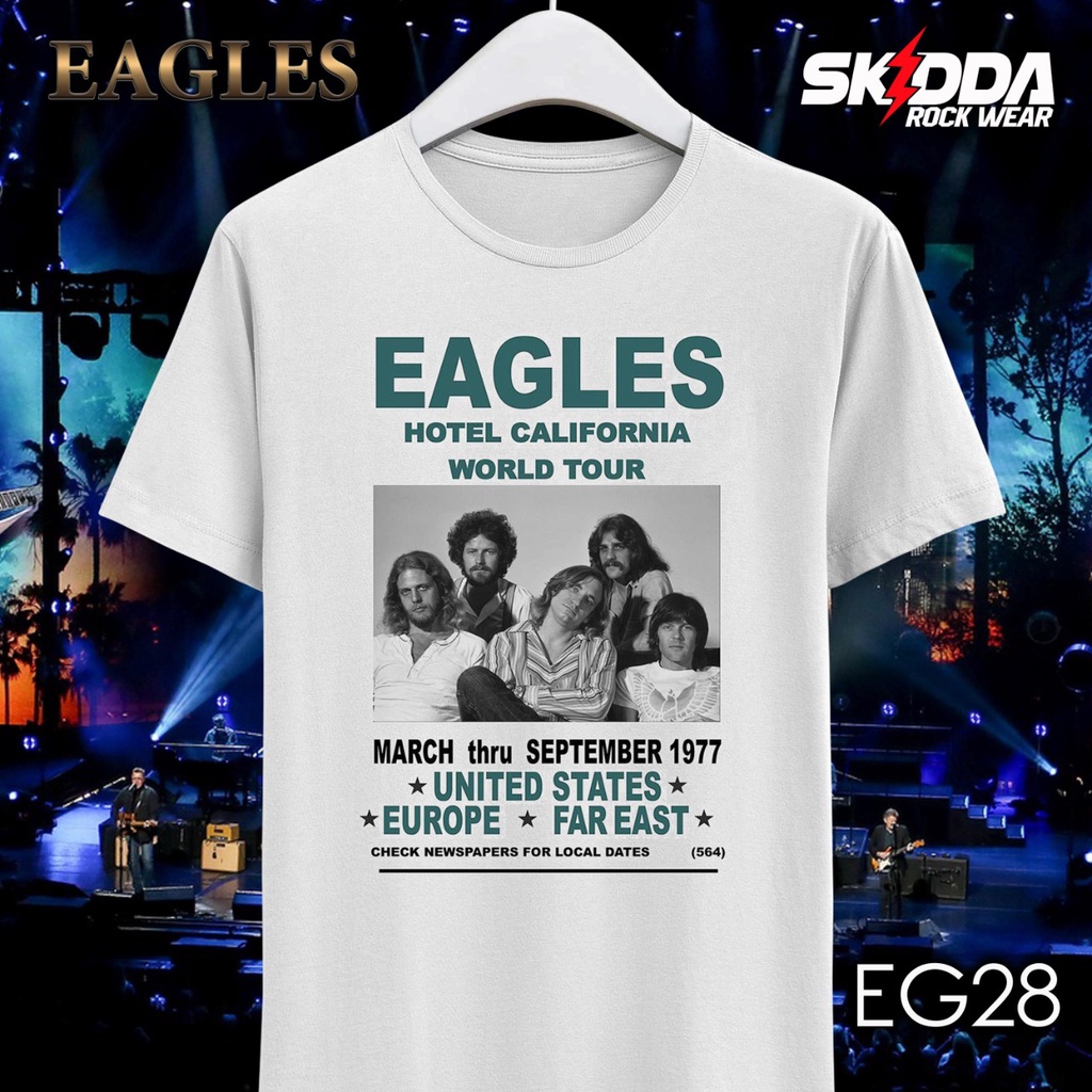 T Shirt Kaos Band EAGLES – World Tour - Premium White NSA