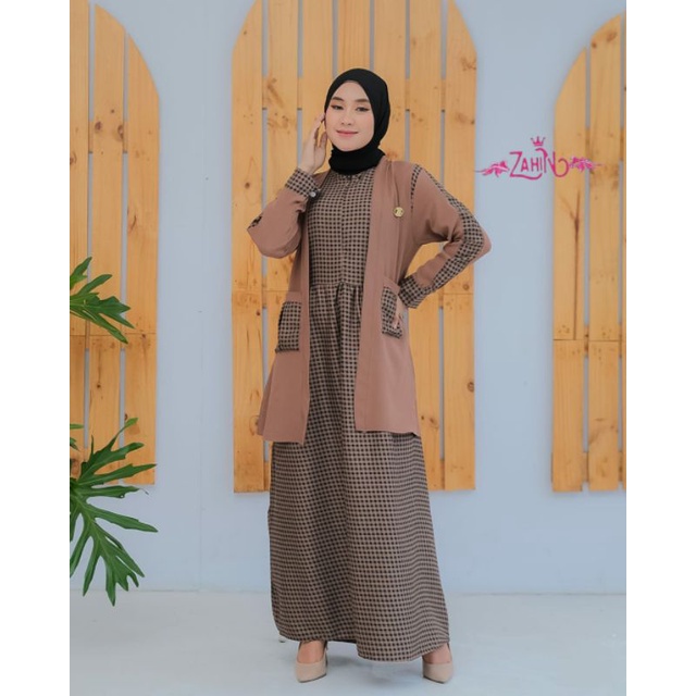 ORIGINAL gamis Outer ANDARA motif kotak kecil by Zahin