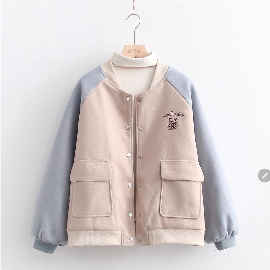 jaket baseball BABY BEAR JAKET VARSITY WANITA korean style terbaru