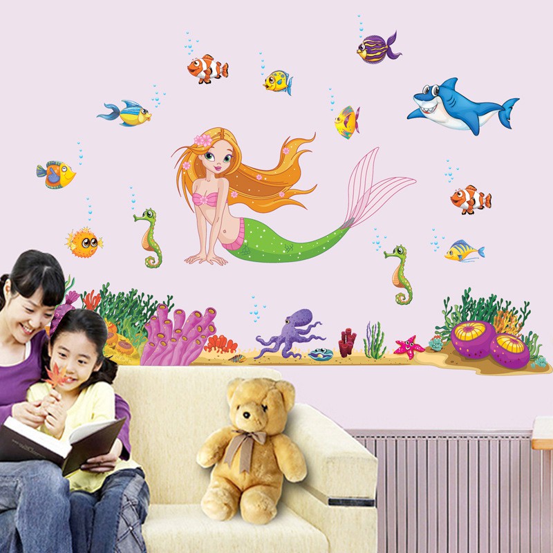 RELIZA Wall Sticker / Stiker Dinding IKAN FISH KAMAR MANDI TOILET HIU SHARK MERMAID JM7292