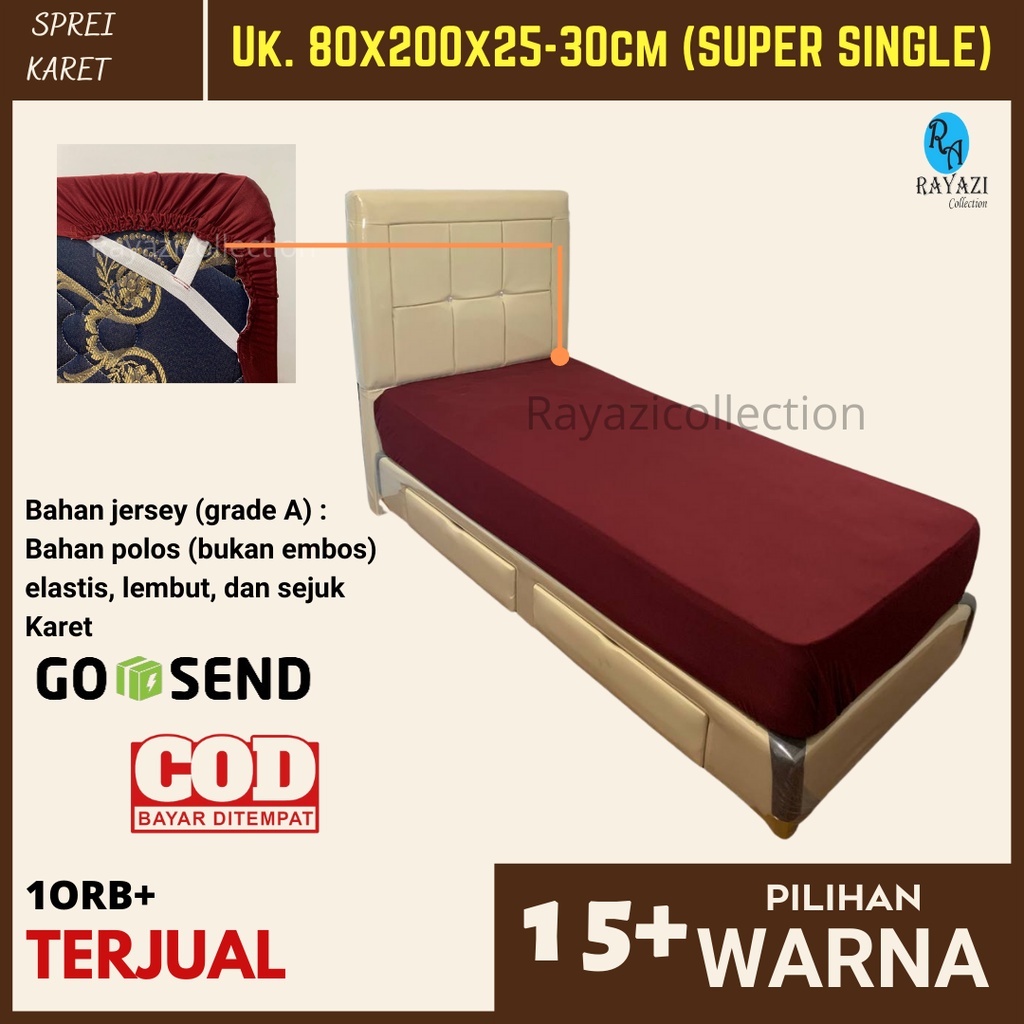 SPREI KARET SUDUT ANTI LEPAS Uk 80x200x25cm / Uk 80x200x30cm KASUR SPRINGBED