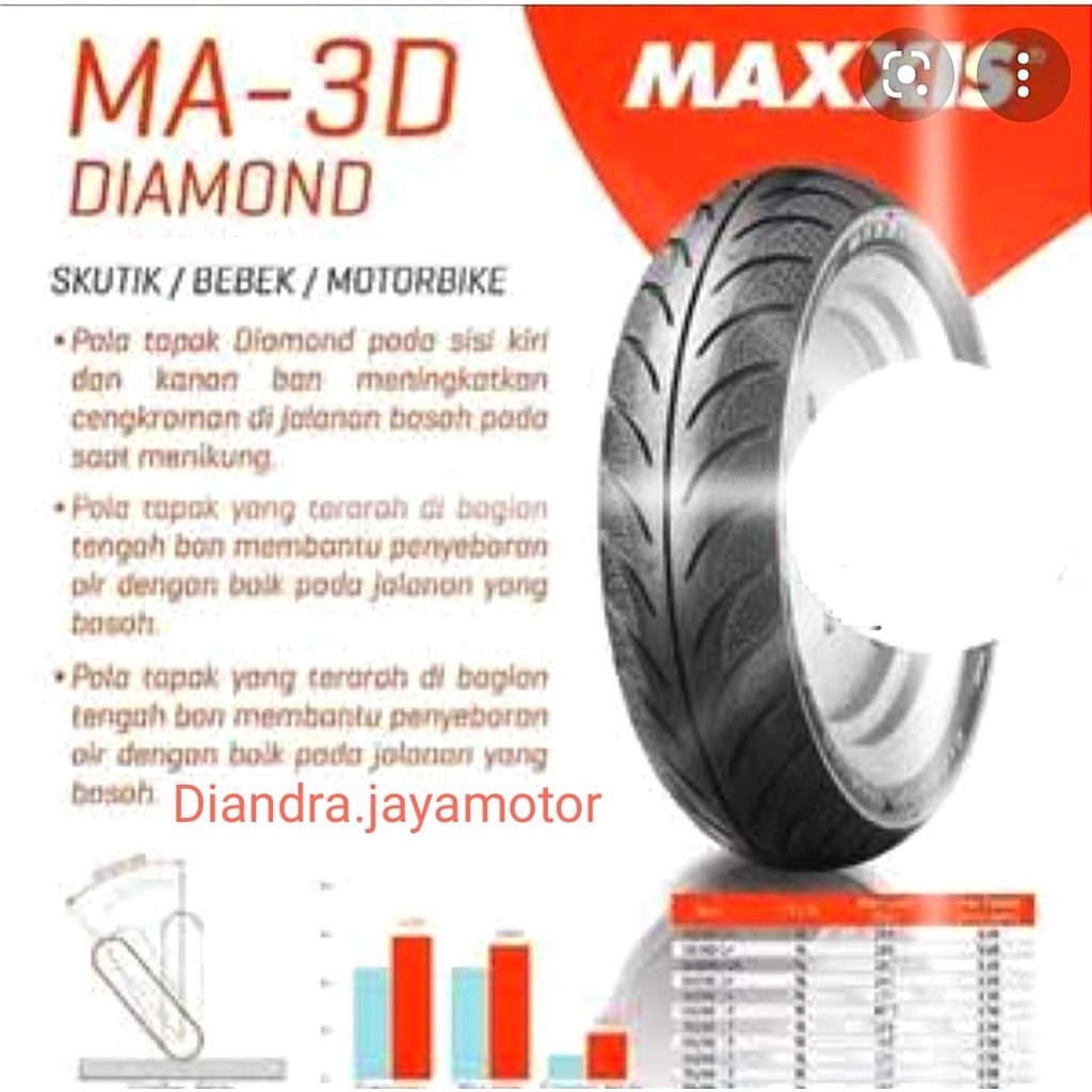 BAN MAXXIS DIAMOND MA-3DN - TUBELESS SCOOTER MATIC RING 14 ( 70/90 - 80/90 - 90/90 - 80/80 - 90/80 - 100/80 ) FREE PENTIL 100 % ORIGANAL