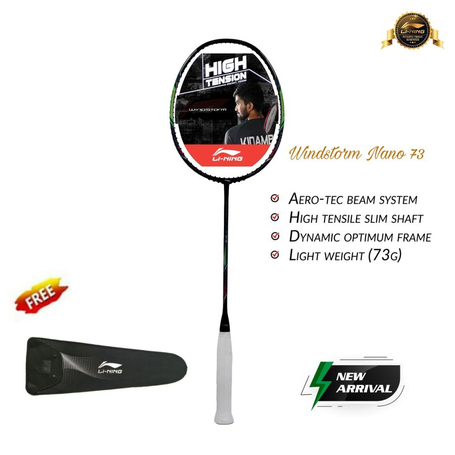 New Raket Badminton Lining Windstorm Nano 73 Black