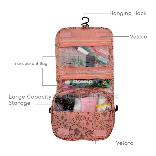 tas Travel Organizer Pouch+ tali panjang tas kosmetik Peralatan Mandi Organizer Gantung Toilet 52-01